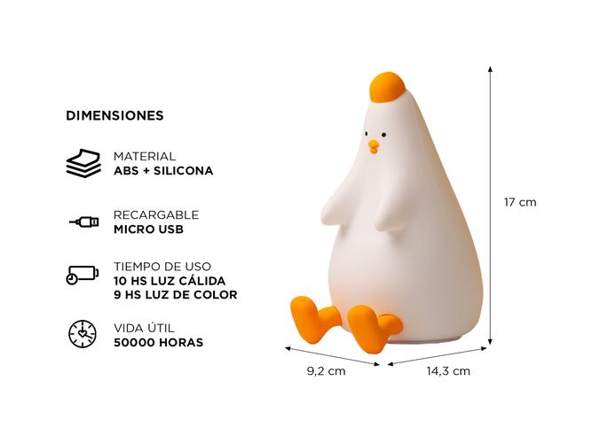 Lámpara Infantil de Pollito Gadnic Heihei Luz de Colores - 3