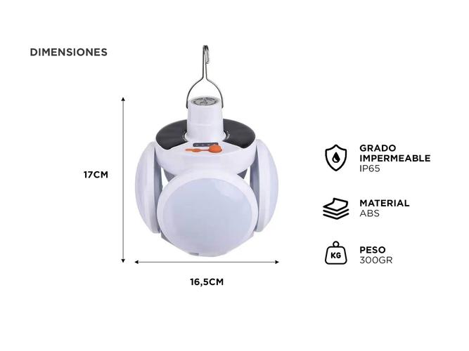 Luz de Emergencia Solar Gadnic LUZ35 Impermeable Portátil - 4