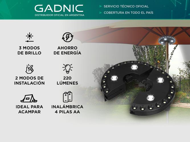 Luz Parasol de Poste Sombrilla Gadnic 3 Modos inalámbrico - 1