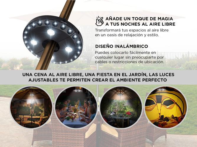 Luz Parasol de Poste Sombrilla Gadnic 3 Modos inalámbrico - 2