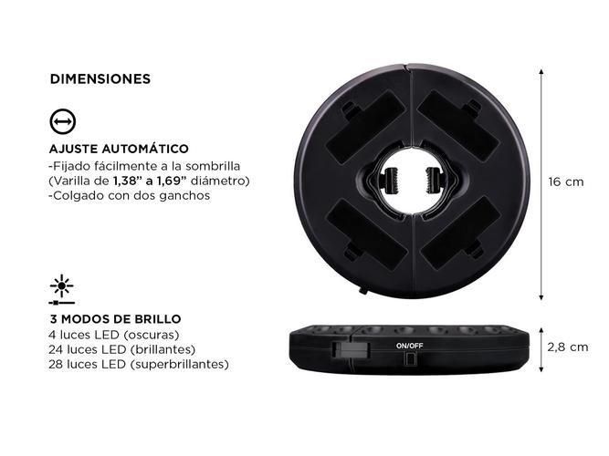 Luz Parasol de Poste Sombrilla Gadnic 3 Modos inalámbrico - 3