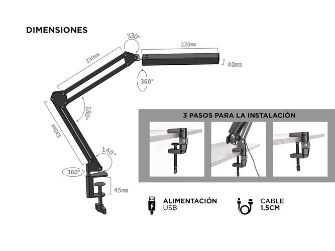 Lámpara Led De Escritorio Gadnic LedMax Con Brazo 360 Outlet - 4