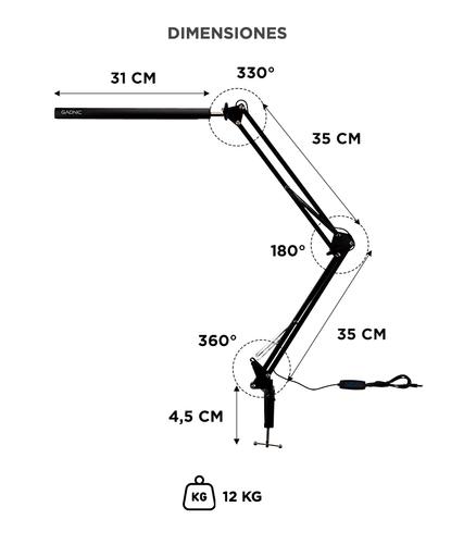 Lámpara Led De Escritorio Gadnic LedMax Con Brazo 360 - 5