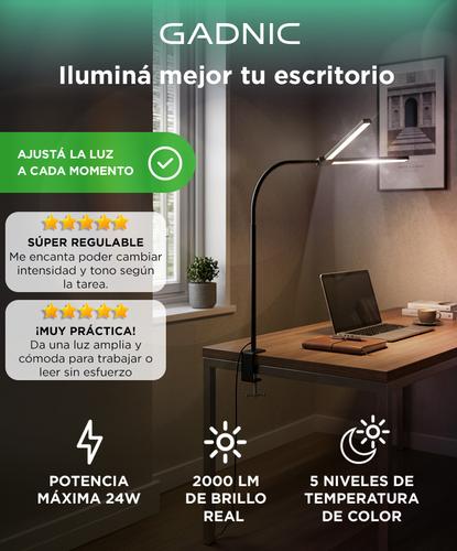 Lámpara de Escritorio Gadnic Regulable Luz LED Brazo Flexible y Clip Metálico - 1
