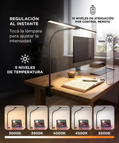 Lámpara de Escritorio Gadnic Regulable Luz LED Brazo Flexible y Clip Metálico - 2