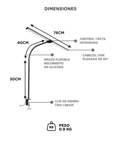 Lámpara de Escritorio Gadnic Regulable Luz LED Brazo Flexible y Clip Metálico - 5