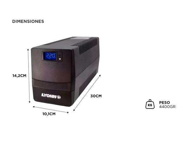 Estabilizador Ups Lyonn 800va 480w Lcd 4 Salidas CTB-800APLED - 4