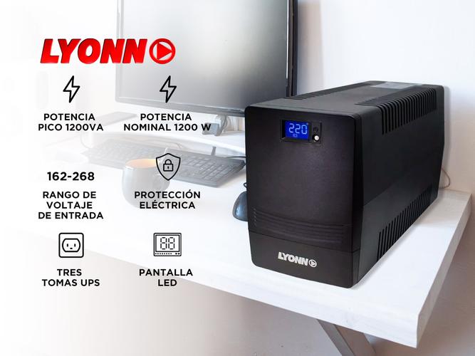 Ups Estabilizador 1200va / 720w Lyonn Display Lcd 4 Salidas - 1