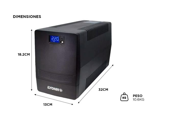 Ups Estabilizador 1200va / 720w Lyonn Display Lcd 4 Salidas - 4