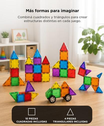 Bloques Magnéticos De Construcción Gadnic 14 Piezas ABS Con Imanes Multicolor 10 Cuadrados 4 Triángulos - 2