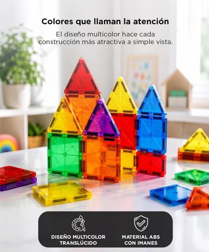 Bloques Magnéticos De Construcción Gadnic 14 Piezas ABS Con Imanes Multicolor 10 Cuadrados 4 Triángulos - 3