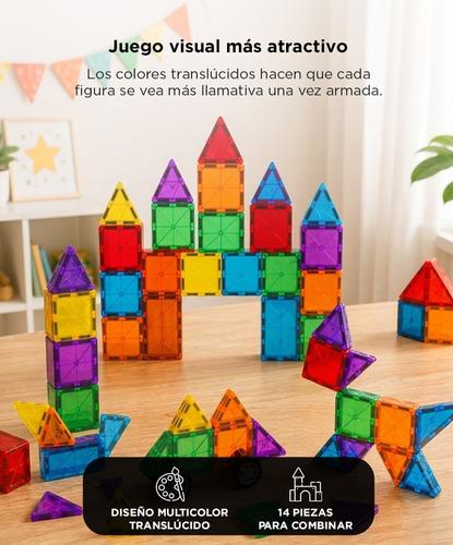 Bloques Magnéticos De Construcción Gadnic 14 Piezas ABS Con Imanes Multicolor 10 Cuadrados 4 Triángulos - 4