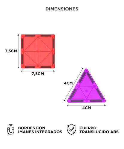 Bloques Magnéticos De Construcción Gadnic 14 Piezas ABS Con Imanes Multicolor 10 Cuadrados 4 Triángulos - 5