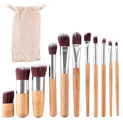Brochas para Maquillaje Gadnic Bambú x 11 + Bolso Transporte - 0