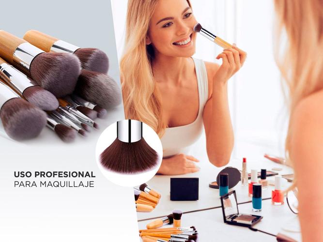 Brochas para Maquillaje Gadnic Bambú x 11 + Bolso Transporte - 2