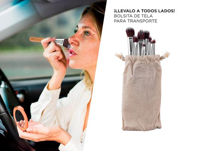 Brochas para Maquillaje Gadnic Bambú x 11 + Bolso Transporte - 4