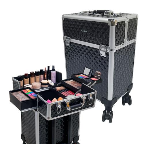Valija Maletin Maquillaje Gadnic Porta Cosmeticos Manicura Trolley Carro Con Ruedas 4 Bandejas Cosmetologia Manija Extensible - 0
