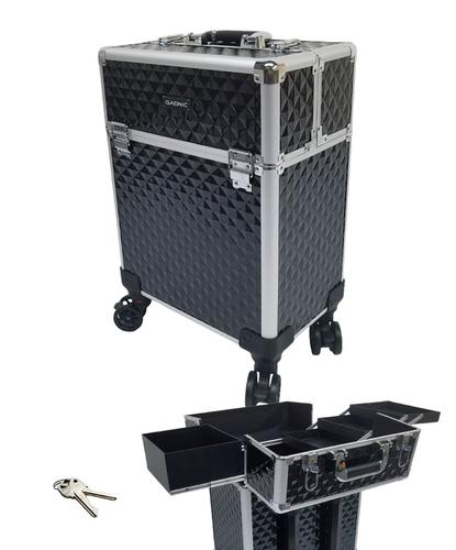 Valija Maletin Maquillaje Gadnic Porta Cosmeticos Manicura Trolley Carro Con Ruedas 4 Bandejas Cosmetologia Manija Extensible - 6