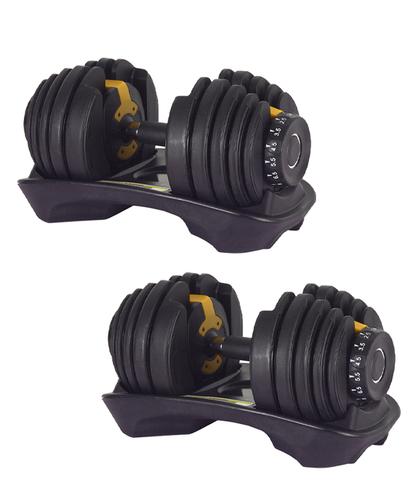 Kit X2 Mancuernas Ajustables 24 Kg Force by Gadnic Con Dial Rapido Y Base Organizadora - 6