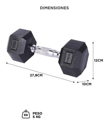 Par de Mancuernas Force By Gadnic 5 kg Hexagonal Engomada  - 3