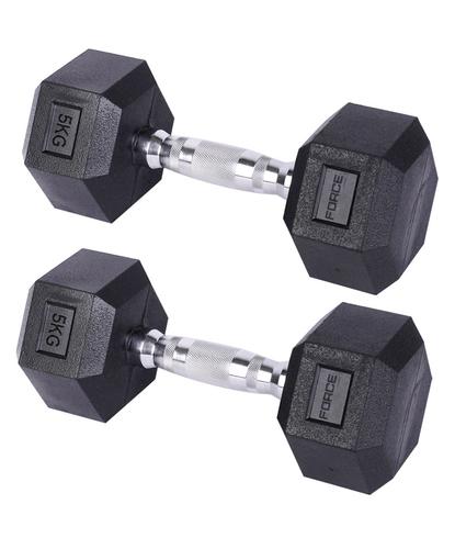 Par de Mancuernas Force By Gadnic 5 kg Hexagonal Engomada  - 4