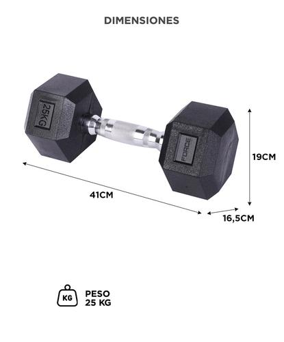 Mancuerna Hexagonal Force By Gadnic 25 Kg Agarre Seguro  - 3