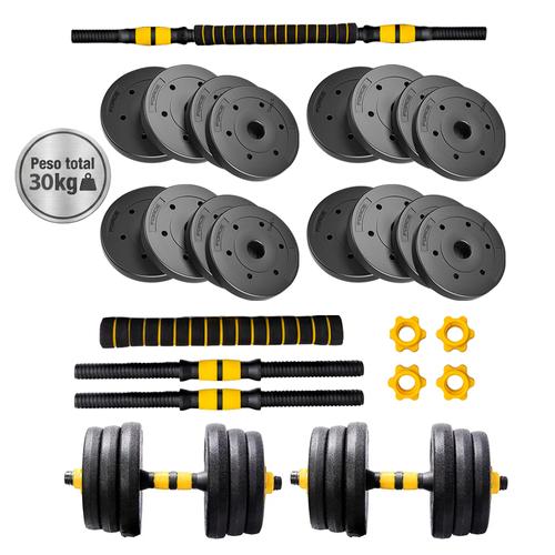 Kit Mancuernas Y Barra 30 Kg Discos PVC Force By Gadnic Pvc Tope A Rosca Alta Resistencia - 0