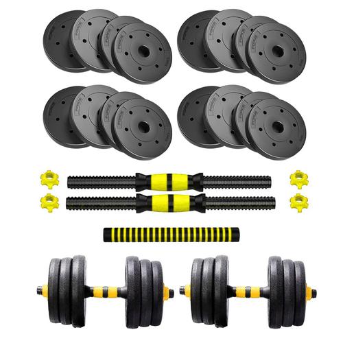 Kit Mancuernas Y Barra  30 Kg Discos Force By Gadnic  Pvc Con Tope A Rosca - 0