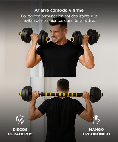 Kit Mancuernas Y Barra 30 Kg Discos PVC Force By Gadnic Pvc Tope A Rosca Alta Resistencia - 3