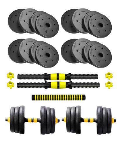 Kit Mancuernas Y Barra  30 Kg Discos Force By Gadnic  Pvc Con Tope A Rosca - 5