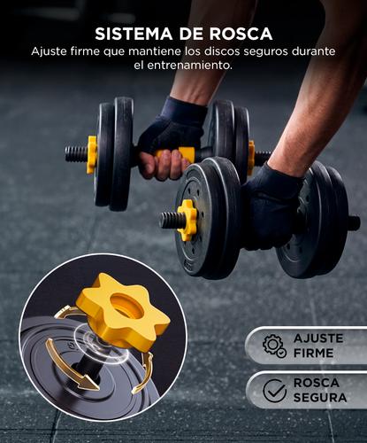 Kit Mancuernas Y Barra Force By Gadnic  25 Kg Discos Pvc Conversor A Rosca Entrenamiento Completo  - 3