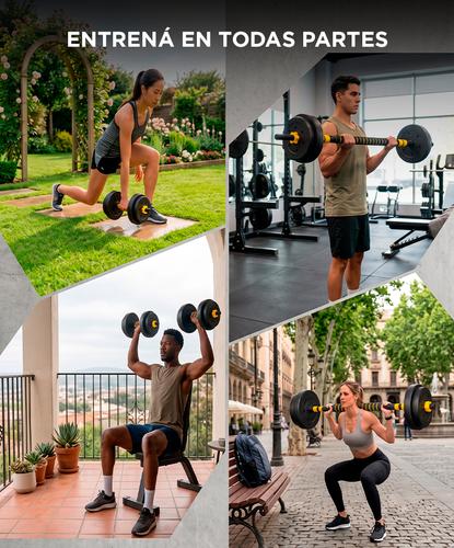 Kit Mancuernas Y Barra Force By Gadnic 25 Kg Discos Pvc Conversor A Rosca Entrenamiento Completo  - 5