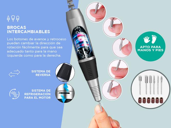 Torno Para Uñas Gadnic T206 35000rpm Uso Profesional Digital - 3