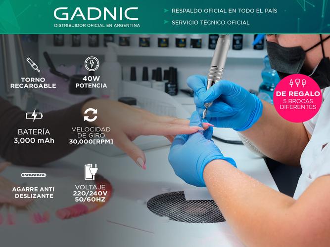 Kit Para Uñas Gadnic Torno T103 Recargable  Cabina Para Uñas Led 120w Uso Profesional - 2