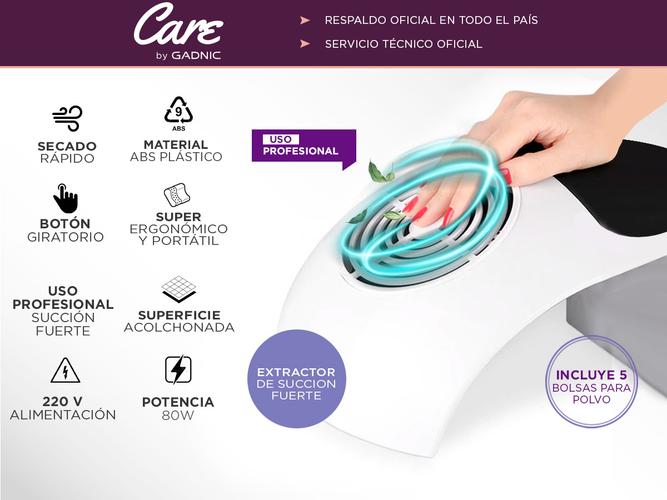 Extractor De Polvo Para Uñas Gadnic VACCPLUS 80W Uso Profesional Usado - 1