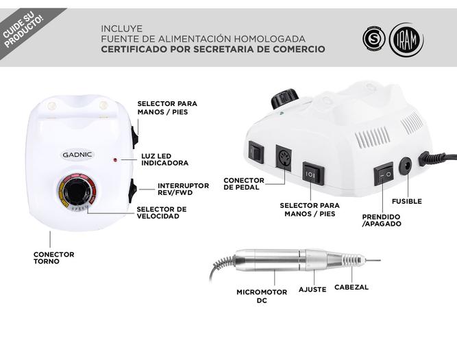 Torno Eléctrico de Uñas Gadnic Con Control por Pedal  Usado - 4