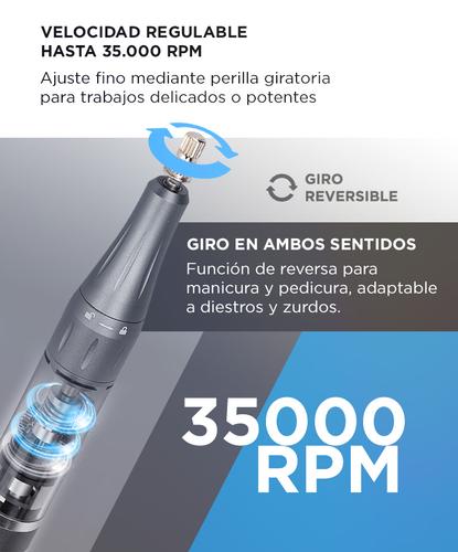 Torno Eléctrico de Uñas Gadnic Portatíl 35000 RPM Velocidad Ajustable  - 2