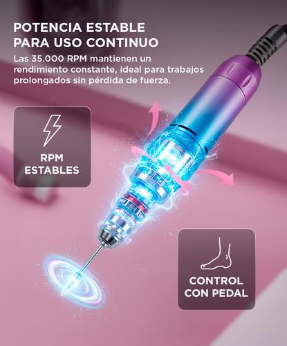 Torno de Manicura Care Gadnic 35000RPM Con Pedal de Control - 2