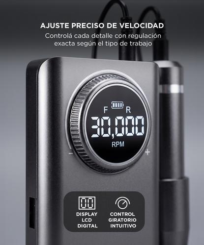 Torno Para Uñas Pro Care By Gadnic 30W Velocidad Regulable Pantalla LCD Bateria 2600 mAh Autonomia 10 A 12 Horas Conexion Tipo C Giro Forward Reverse - 2