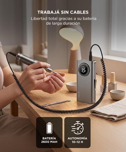 Torno Para Uñas Pro Care By Gadnic 30W Velocidad Regulable Pantalla LCD Bateria 2600 mAh Autonomia 10 A 12 Horas Conexion Tipo C Giro Forward Reverse - 3