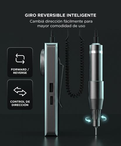Torno Para Uñas Pro Care By Gadnic 30W Velocidad Regulable Pantalla LCD Bateria 2600 mAh Autonomia 10 A 12 Horas Conexion Tipo C Giro Forward Reverse - 4