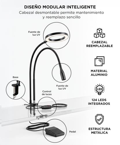 Lámpara UV Uñas Care By Gadnic Con Aro De Luz Ajustable Manicura - 4