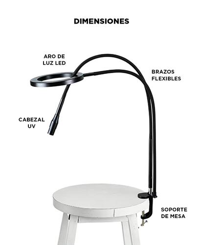 Lámpara UV Uñas Care By Gadnic Con Aro De Luz Ajustable Manicura - 5
