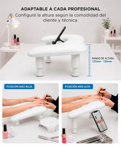 Reposabrazos Manicura Care By Gadnic Altura Regulable 125 - 150 mm Almohadilla Soporte Ergonómico - 2