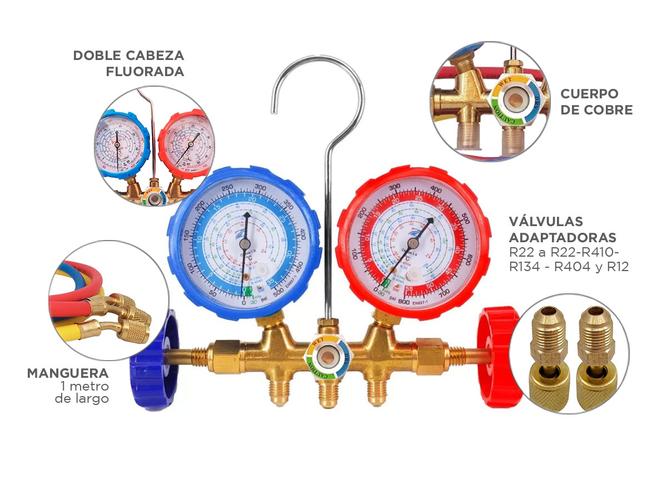 Válvula de Manómetro Gadnic MAN1REF-PRO de Doble Cabeza Fluorada - 3