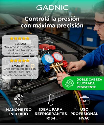 Válvula de Manómetro Gadnic MAN1REF-PRO de Doble Cabeza Fluorada - 1