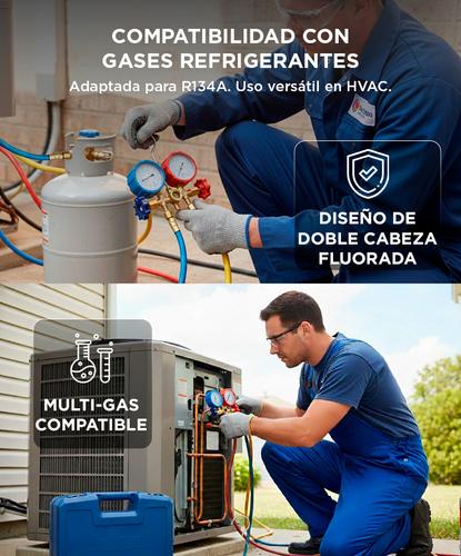 Válvula de Manómetro Gadnic MAN1REF-PRO de Doble Cabeza Fluorada - 2