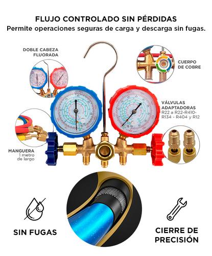Válvula de Manómetro Gadnic MAN1REF-PRO de Doble Cabeza Fluorada - 3