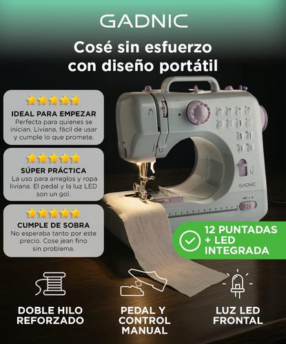 Máquina de Coser Gadnic SW3000 12 Puntadas Pie Falso Overlock Portátil 2 Velocidades Luz Led Y Pedal - 1