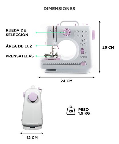 Máquina de Coser Gadnic SW3000 12 Puntadas Pie Falso Overlock Portátil 2 Velocidades Luz Led Y Pedal - 4